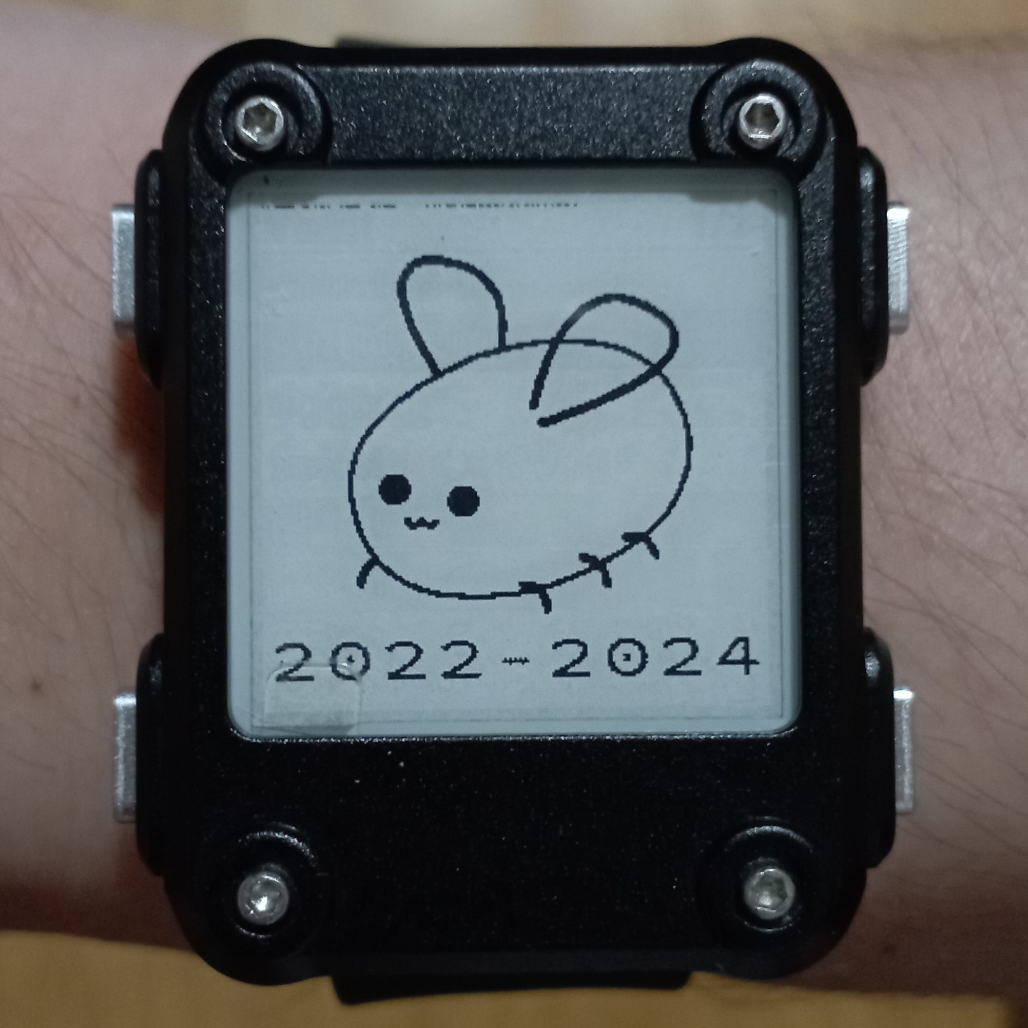 cohost's eggbug with 2022-2024 written underneath on the Watchy