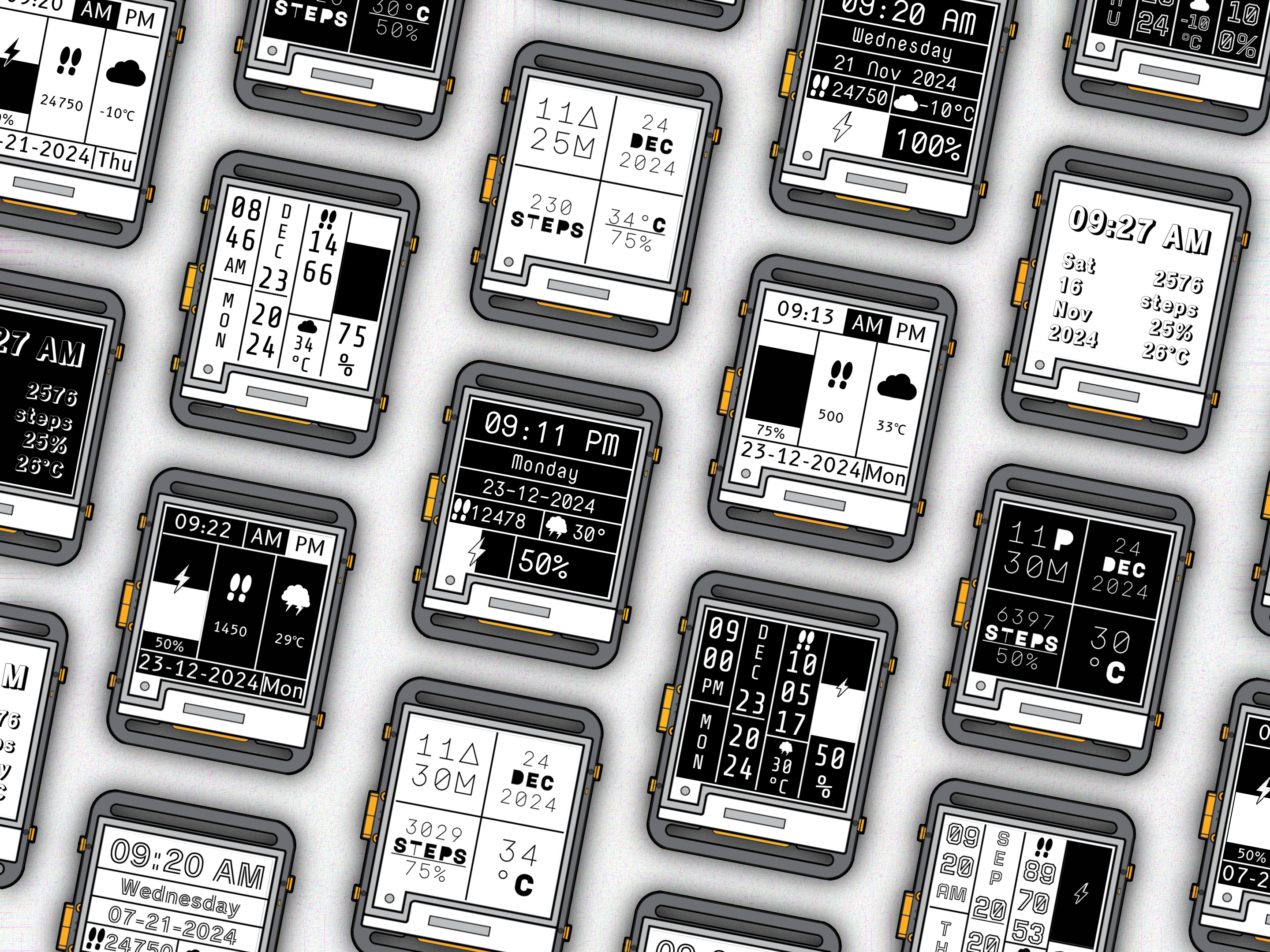 Some watchface design mockups for Watchy