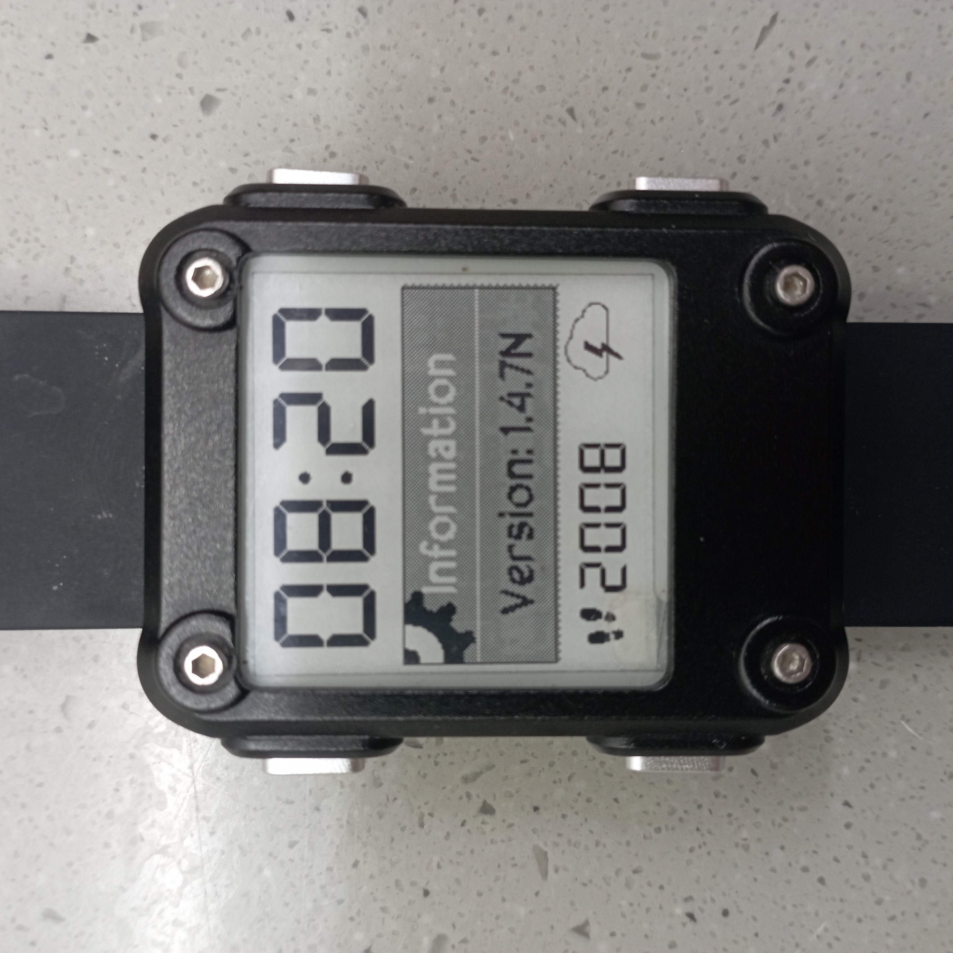 Watchy GSR version (1.4.7N) shown in a menu on the Watchy